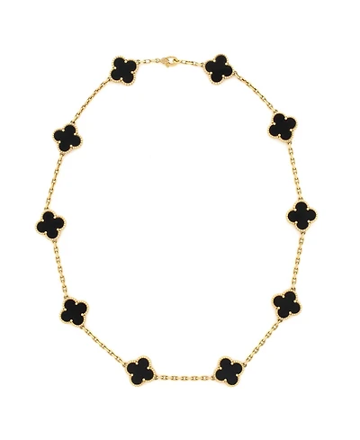 Pre-Owned Van Cleef & Arpels Vintage Alhambra 10 Motifs Necklace 18K Gold and Onyx