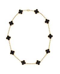 Pre-Owned Van Cleef & Arpels Vintage Alhambra 10 Motifs Necklace 18K Gold and Onyx