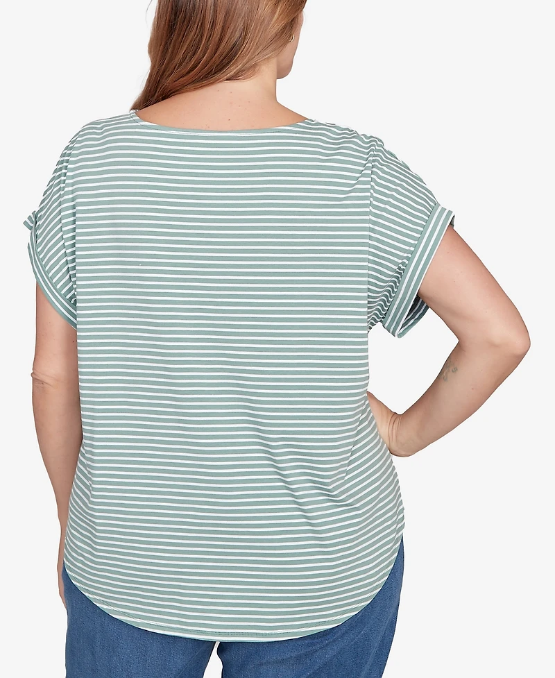 Ruby Rd. Plus Floral Stripe Jersey Top