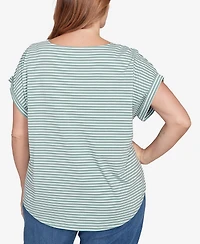 Ruby Rd. Plus Floral Stripe Jersey Top