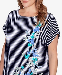 Ruby Rd. Plus Floral Stripe Jersey Top