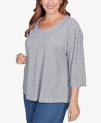 Ruby Rd. Plus Size Scalloped Texture Stripe Top