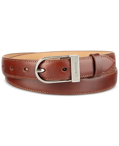 Calvin Klein Engraved Center Bar Buckle Dress Belt