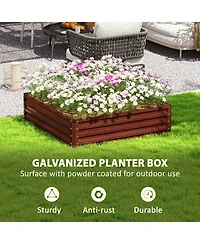 Outsunny 4' x 4' Outdoor Raised Garden Steel Planter Bed Frame, Natural