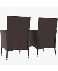 Outsunny 2PC Patio Rat Wicker Dining Armrest Chairs Furniture W/ Cushions