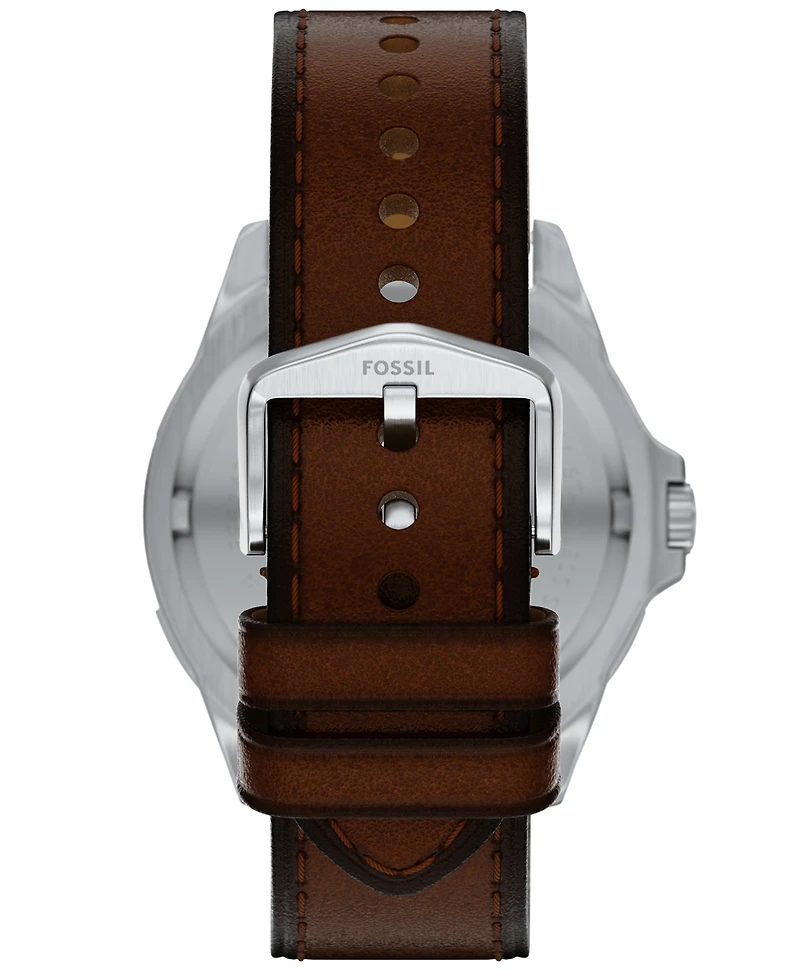 Fossil Men's Garrett Multifunction Brown Leather Watch, 44mm