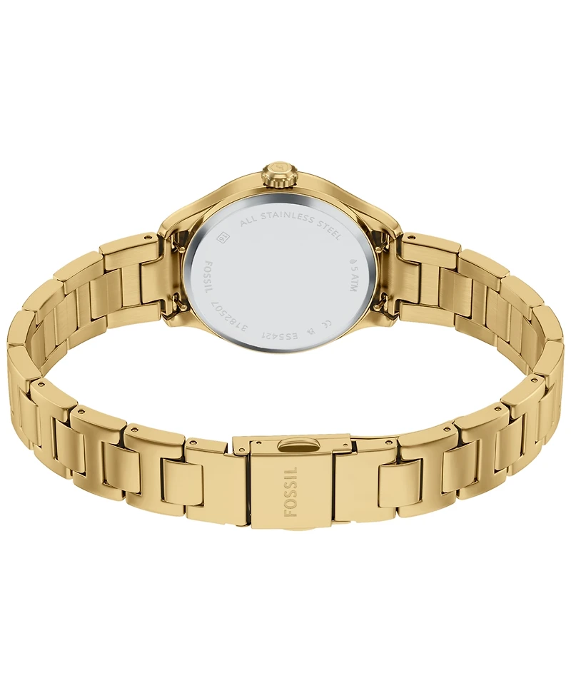 Fossil Women's Gilmore Three-Hand Gold-Tone Stainless Steel Watch, 28mm