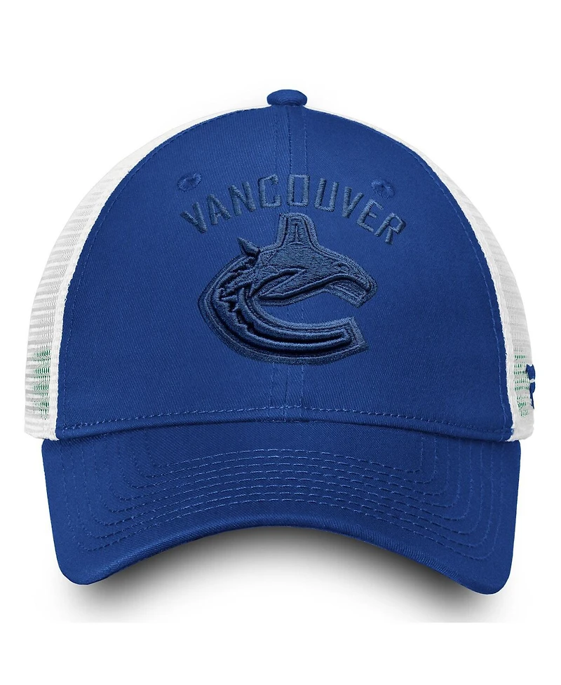 Fanatics Women's Vancouver Canucks Blue/White Iconic Lockup Adjustable Trucker Hat