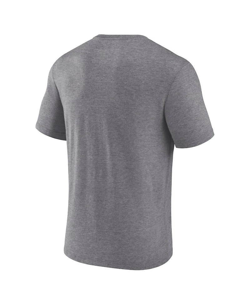 Fanatics Men's Heather Gray Las Vegas Raiders Warped Block Tri-Blend T-Shirt