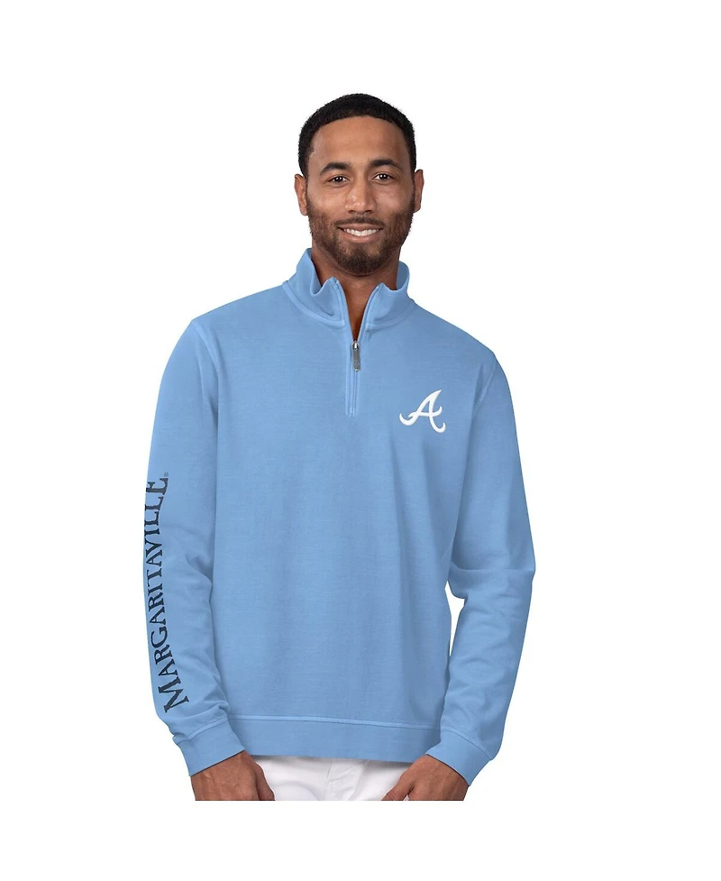 Margaritaville Men's Light Blue Atlanta Braves First Pitch Quarter-Zip Pullover Top