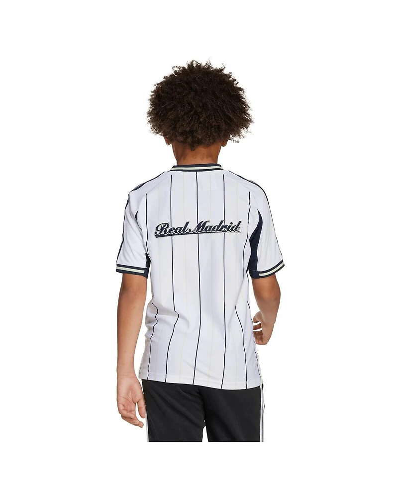 Adidas Big Boys and Girls White Real Madrid Us Pack Full-Button Baseball Jersey