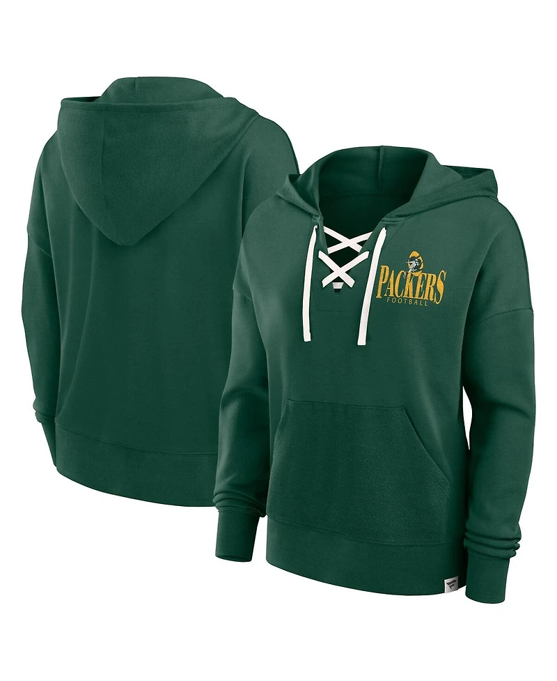 Fanatics Women's Green Green Bay Packers Blitz Left Lace-Up Pullover Hoodie