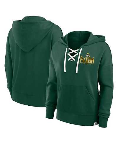 Fanatics Women's Green Green Bay Packers Blitz Left Lace-Up Pullover Hoodie