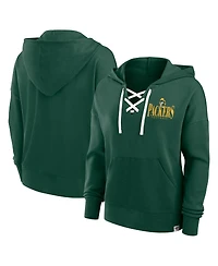 Fanatics Women's Green Green Bay Packers Blitz Left Lace-Up Pullover Hoodie