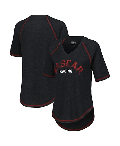 G-iii 4Her by Carl Banks Women's Black Nascar Ball Chase Tri-Blend Thermal Raglan Top
