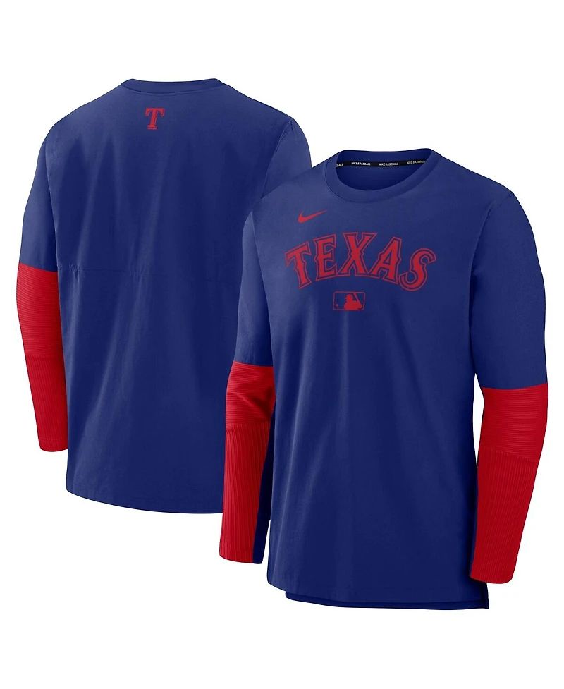 Nike Men's Royal/Red Texas Rangers Authentic Collection Lightweight Player Performance Long Sleeve Top