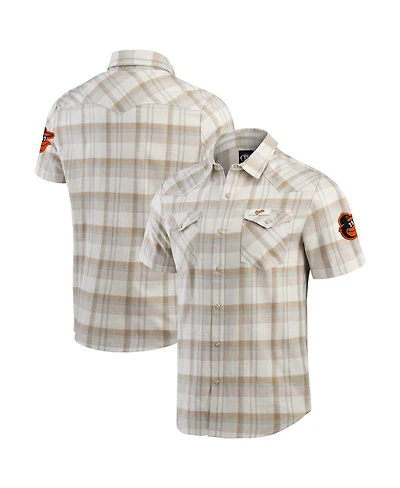 Darius Rucker Collection by Fanatics Men's Gray Baltimore Orioles Plaid Full-Snap Shirt