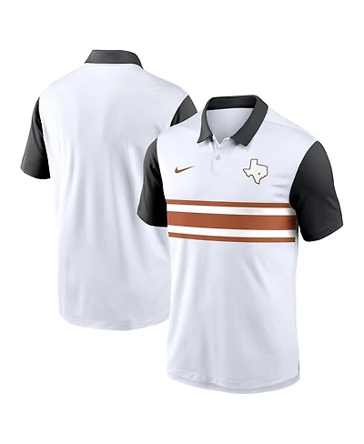 Nike Men's White/Black Texas Longhorns Athletic Prep Alt Logo Vapor Performance Polo Shirt