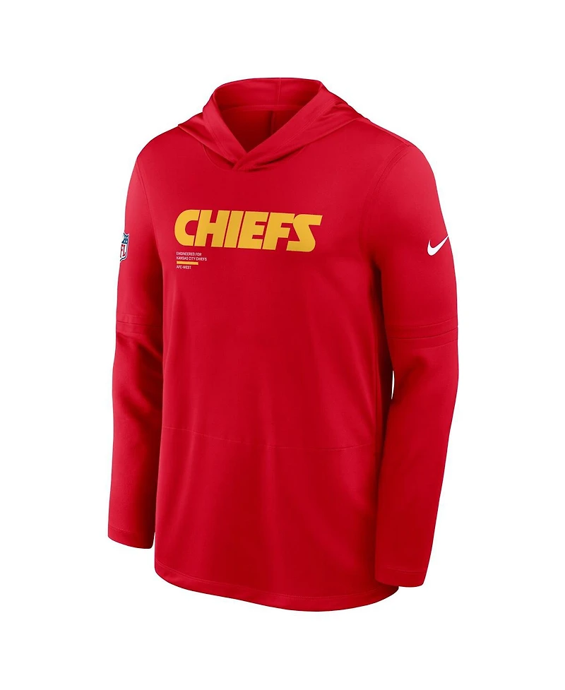 Nike Men's Kansas City Chiefs Sideline Pure Fury Performance Long Sleeve Hoodie T-Shirt