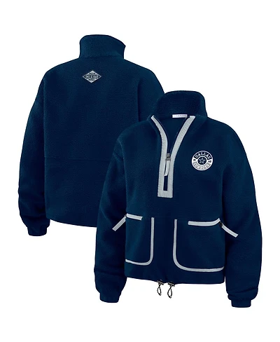 Wear by Erin Andrews Women's Navy Dallas Cowboys Polar Fleece Half-Zip Jacket