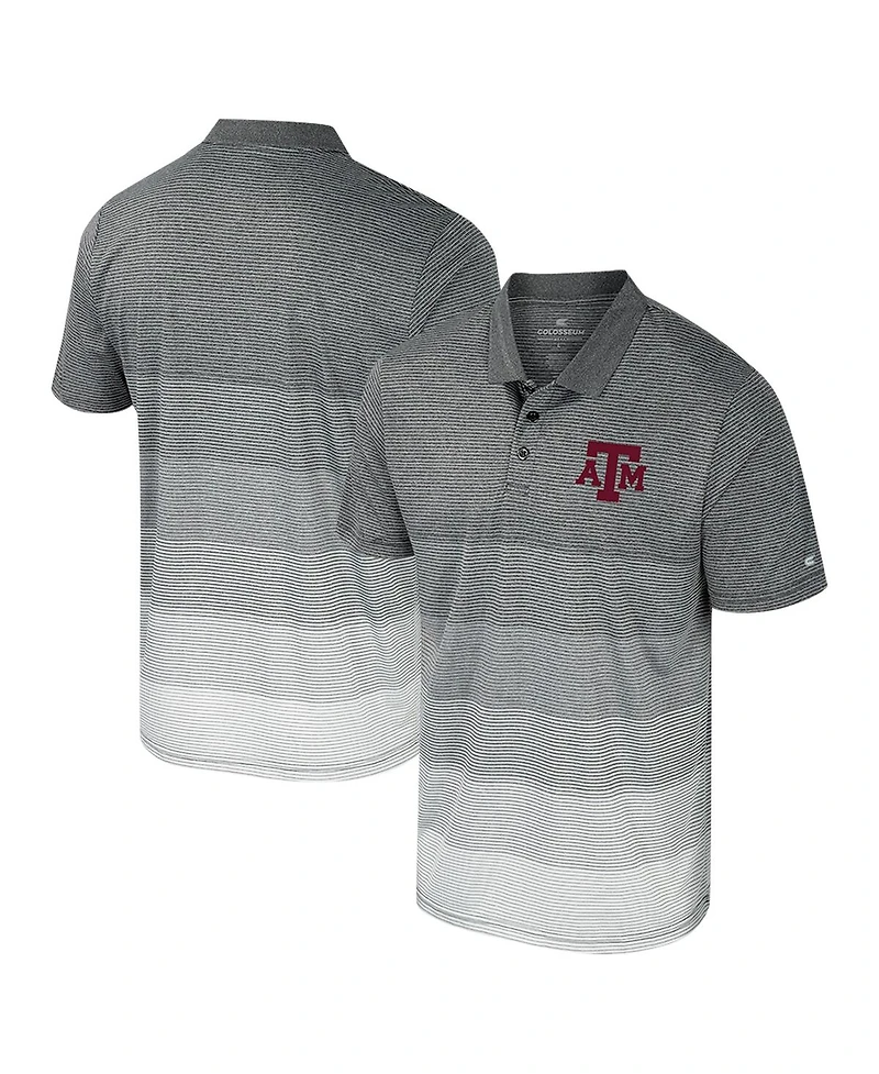 Colosseum Men's Gray Texas A M Aggies Striped Mesh Polo Shirt