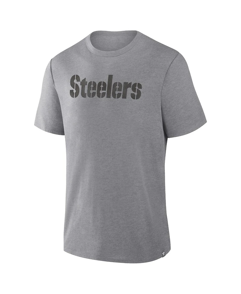 Fanatics Men's Heather Gray Pittsburgh Steelers Pass Rush Tri-Blend T-Shirt