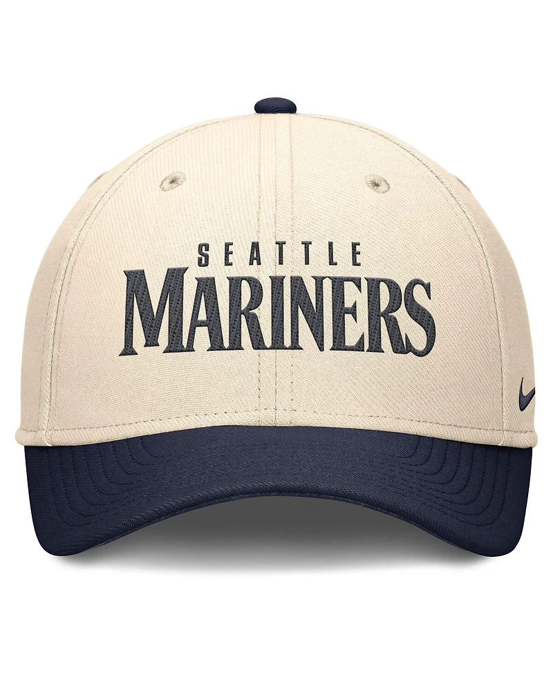 Nike Men's Natural/Navy Seattle Mariners Statement Rise Performance Flex Hat