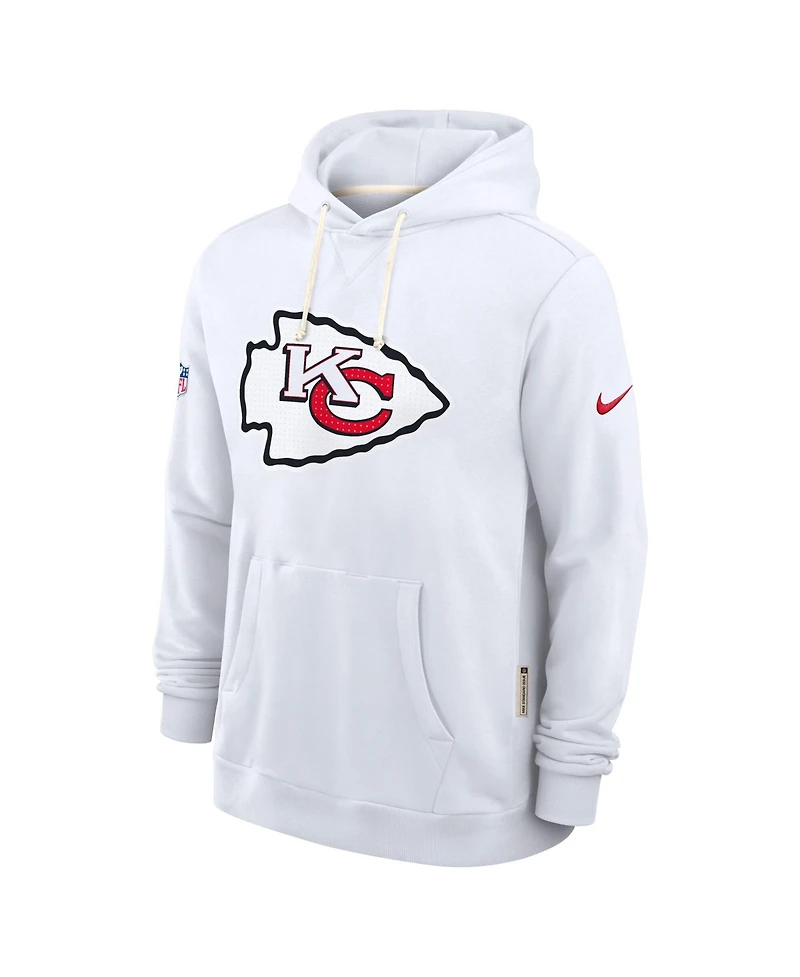 Nike Men's White Kansas City Chiefs Sideline Initial Home Performance Pullover Hoodie