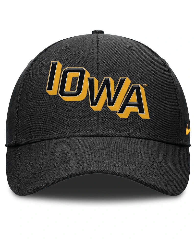Nike Men's Black Iowa Hawkeyes Slanted Primetime Rise Performance Adjustable Hat