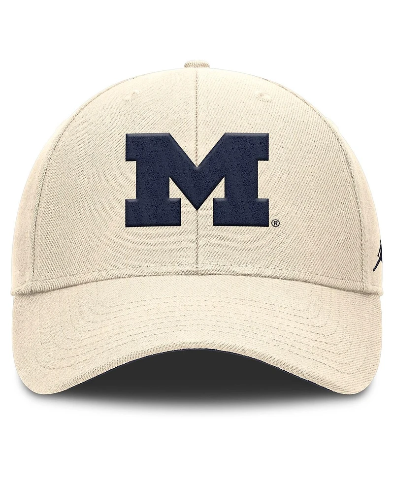 Jordan Men's Natural Michigan Wolverines Rise Primetime Performance Trucker Adjustable Hat