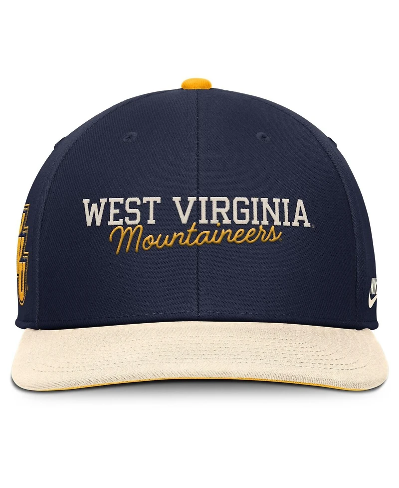 Nike Men's Navy/Cream West Virginia Mountaineers Pro Legacy Script Snapback Hat