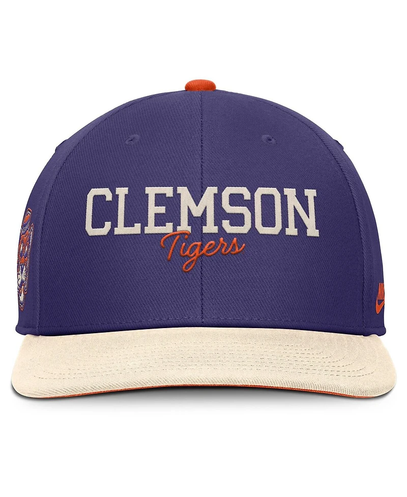 Nike Men's Purple/Cream Clemson Tigers Pro Legacy Script Snapback Hat