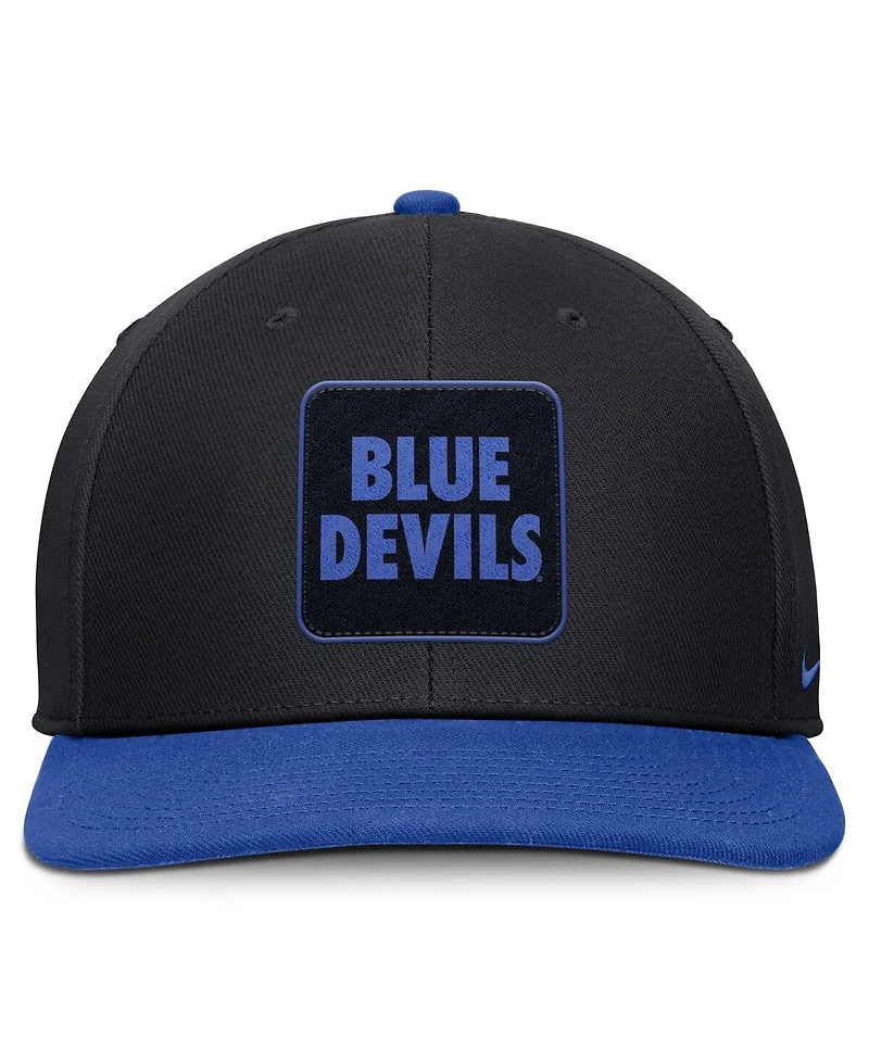 Nike Men's Black/Royal Duke Blue Devils 2025 Sideline Campus Pro Local Snapback Hat