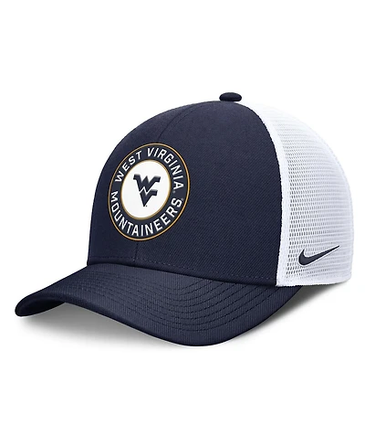 Nike Men's Navy/White West Virginia Mountaineers Rise Primetime Performance Trucker Adjustable Hat