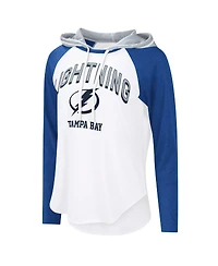 G-iii 4Her by Carl Banks Women's White/Royal Tampa Bay Lightning Vip Raglan Long Sleeve Hoodie T-Shirt