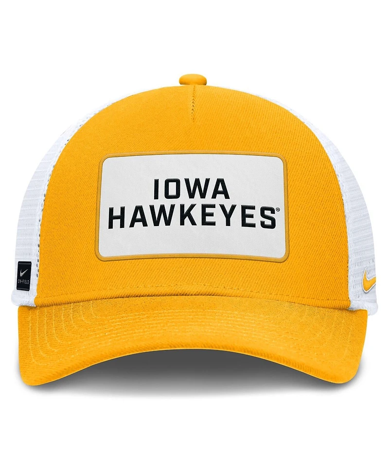Nike Men's Gold/White Iowa Hawkeyes 2025 On-Field Rise Patch Trucker Adjustable Hat
