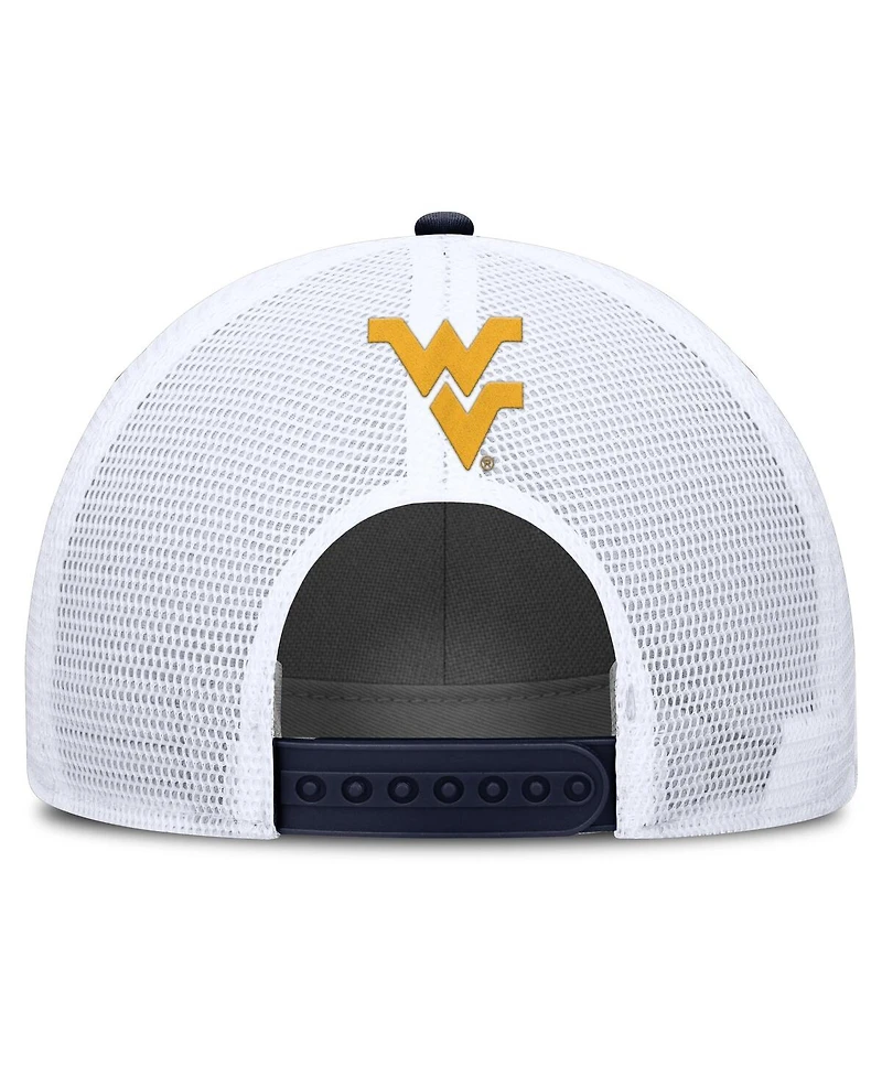 Nike Men's Navy/White West Virginia Mountaineers 2025 On-Field Rise Patch Trucker Adjustable Hat