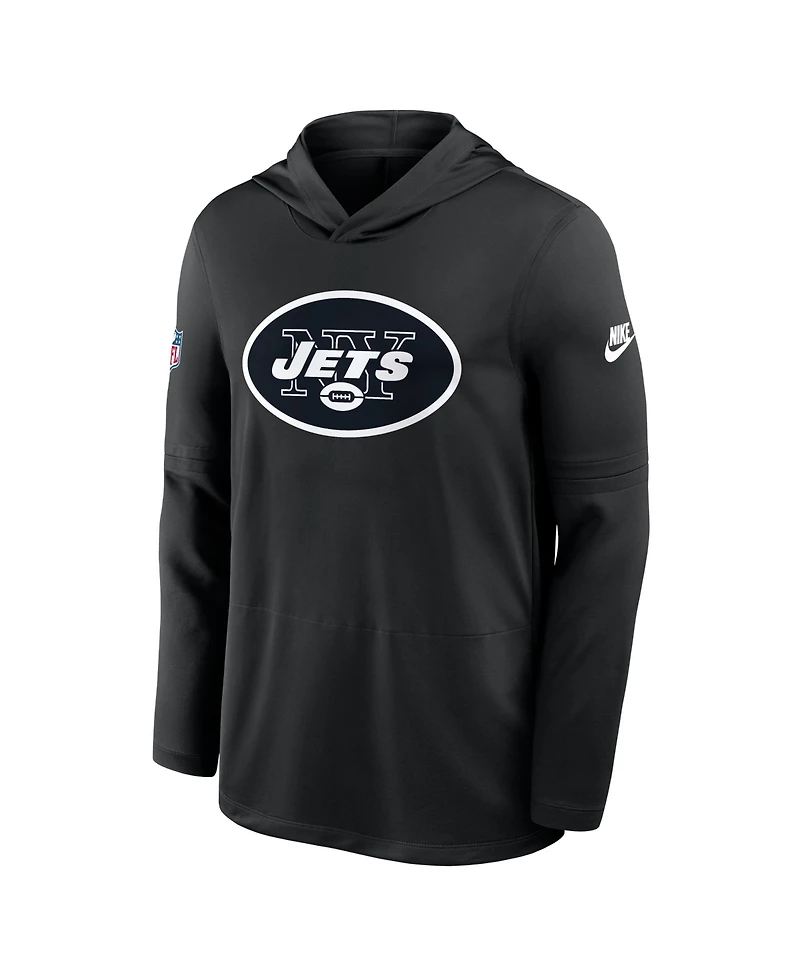 Nike Men's Black New York Jets Alt Pack Pass Accuracy Performance Long Sleeve Hoodie T-Shirt