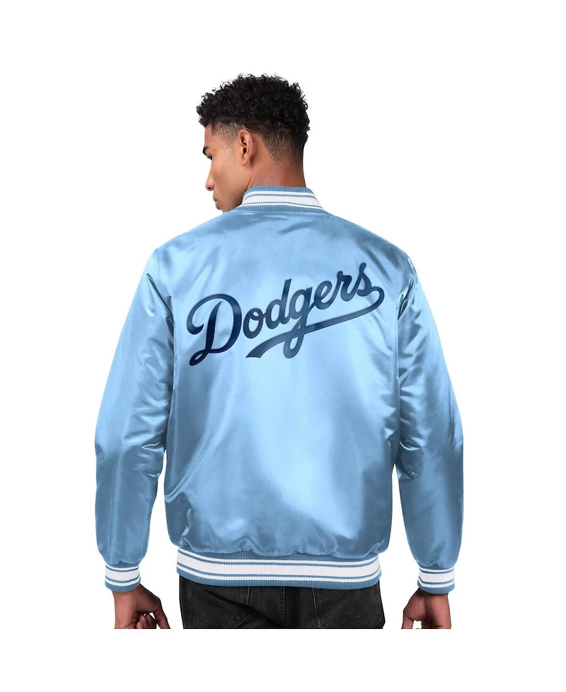 Starter Men's Light Blue Los Angeles Dodgers Locker Room Satin Full-Snap Varsity Jacket