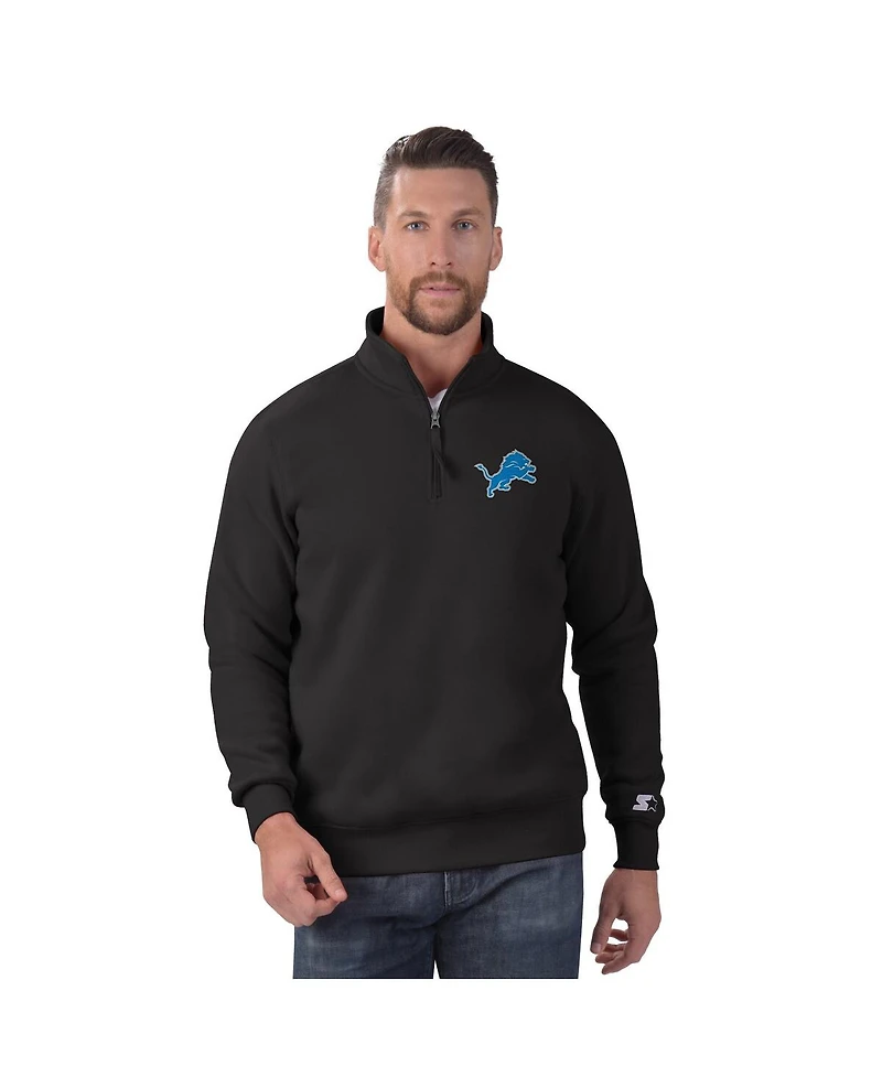 Starter Men's Black Detroit Lions Classic Quarter-Zip Pullover Sweatshirt