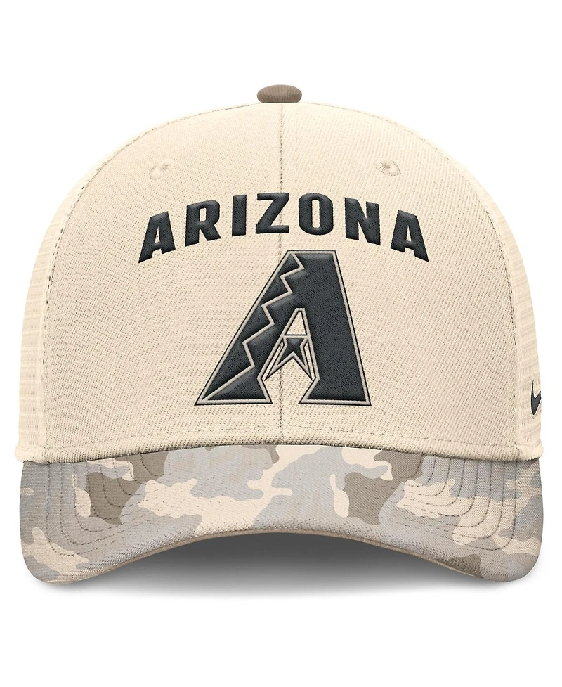 Nike Men's Natural Arizona Diamondbacks Camo Natural Pack Rise Adjustable Trucker Hat