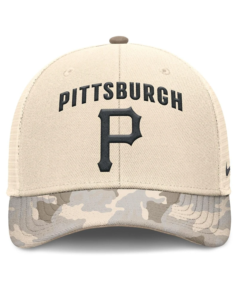 Nike Men's Natural Pittsburgh Pirates Camo Natural Pack Rise Adjustable Trucker Hat