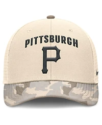 Nike Men's Natural Pittsburgh Pirates Camo Natural Pack Rise Adjustable Trucker Hat