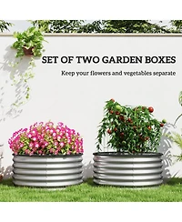 Outsunny Raised Garden Beds, Set of 2 Galvanized Planter Boxes, Φ3' x 1.4'