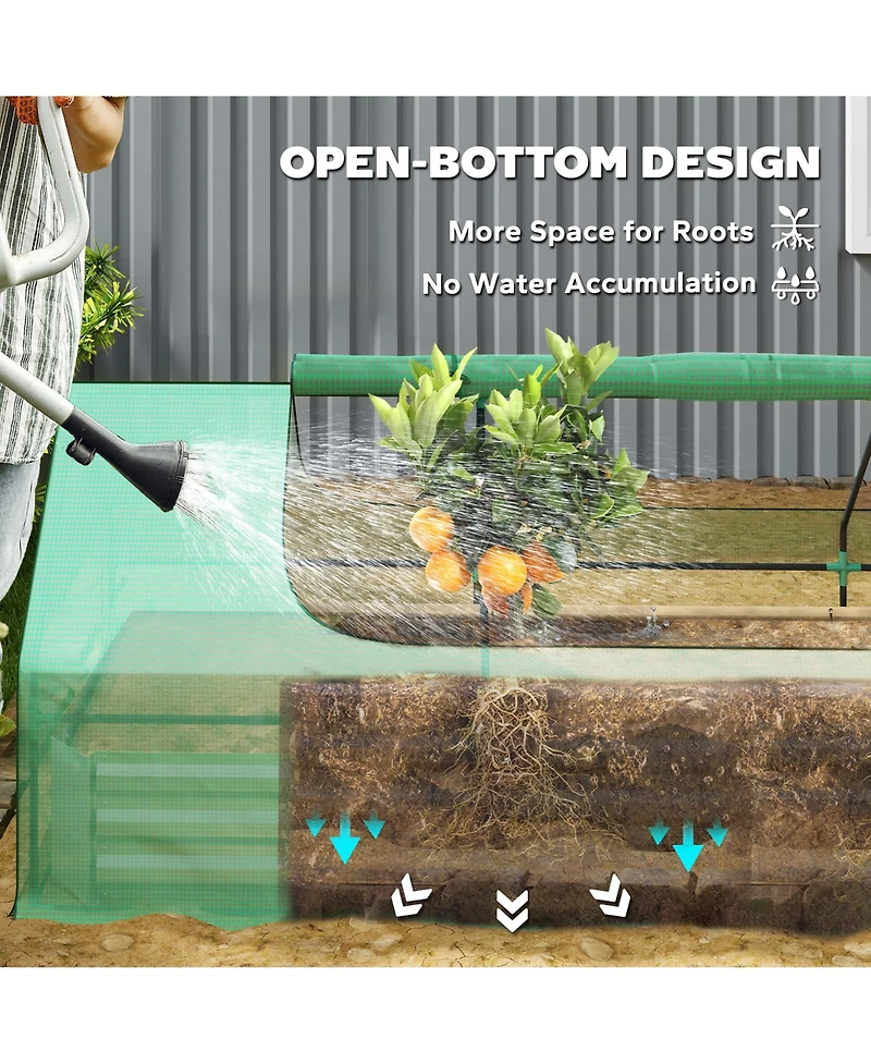 Outsunny 8.6 x 3 1ft Raised Garden Bed with Mini house,