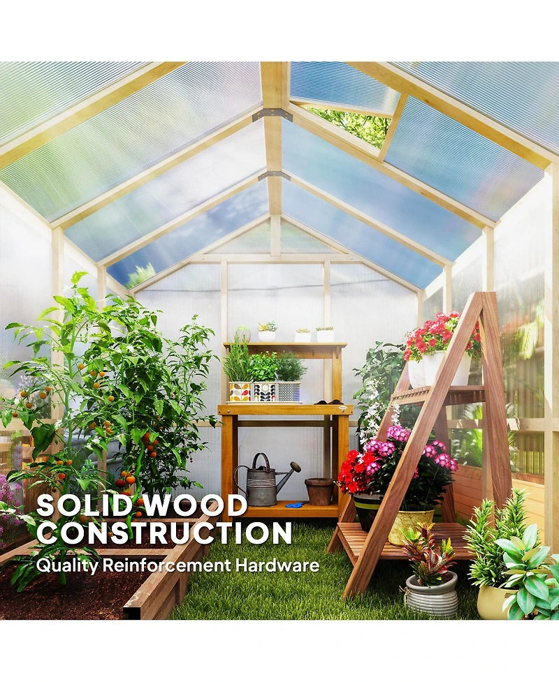 Outsunny 6.6 x 8 ft. Polycarbonate house Wooden Walk-in house Kit