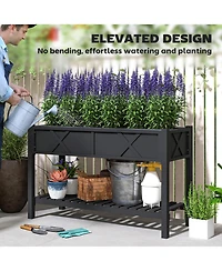 Outsunny Elevated Wood Garden Bed, 47 x 22 31.5in Flower Box,