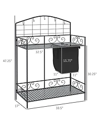 Outsunny Folding Potting Bench Table Build-In Bag with Cover Black