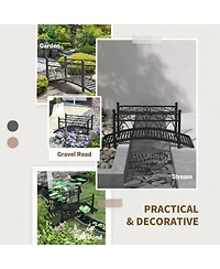 Outsunny 3.3' Metal Arch Zen Garden Bridg with Safety Siderails