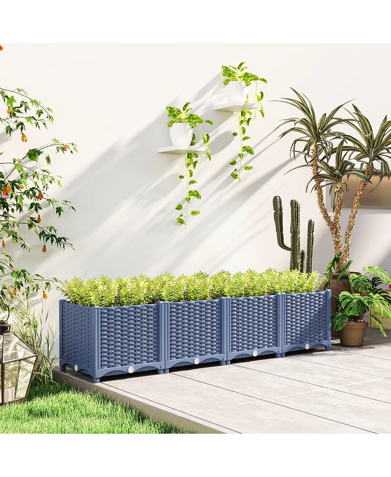 Outsunny 5 x 1 x 1 ft Plastic Garden Box w/Drainage Holes,